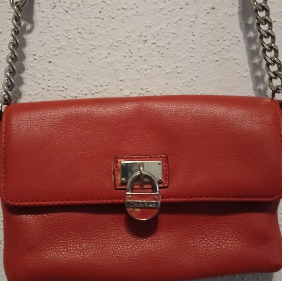 Calvin Klein Handbags - Calvin Klein Red Leather Crossbody Bag